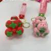 Creative Internet celebrity Jenga fruit soft rubber keychain, cartoon fruit figurine key pendant, Jenga figurine pendant Item Picture